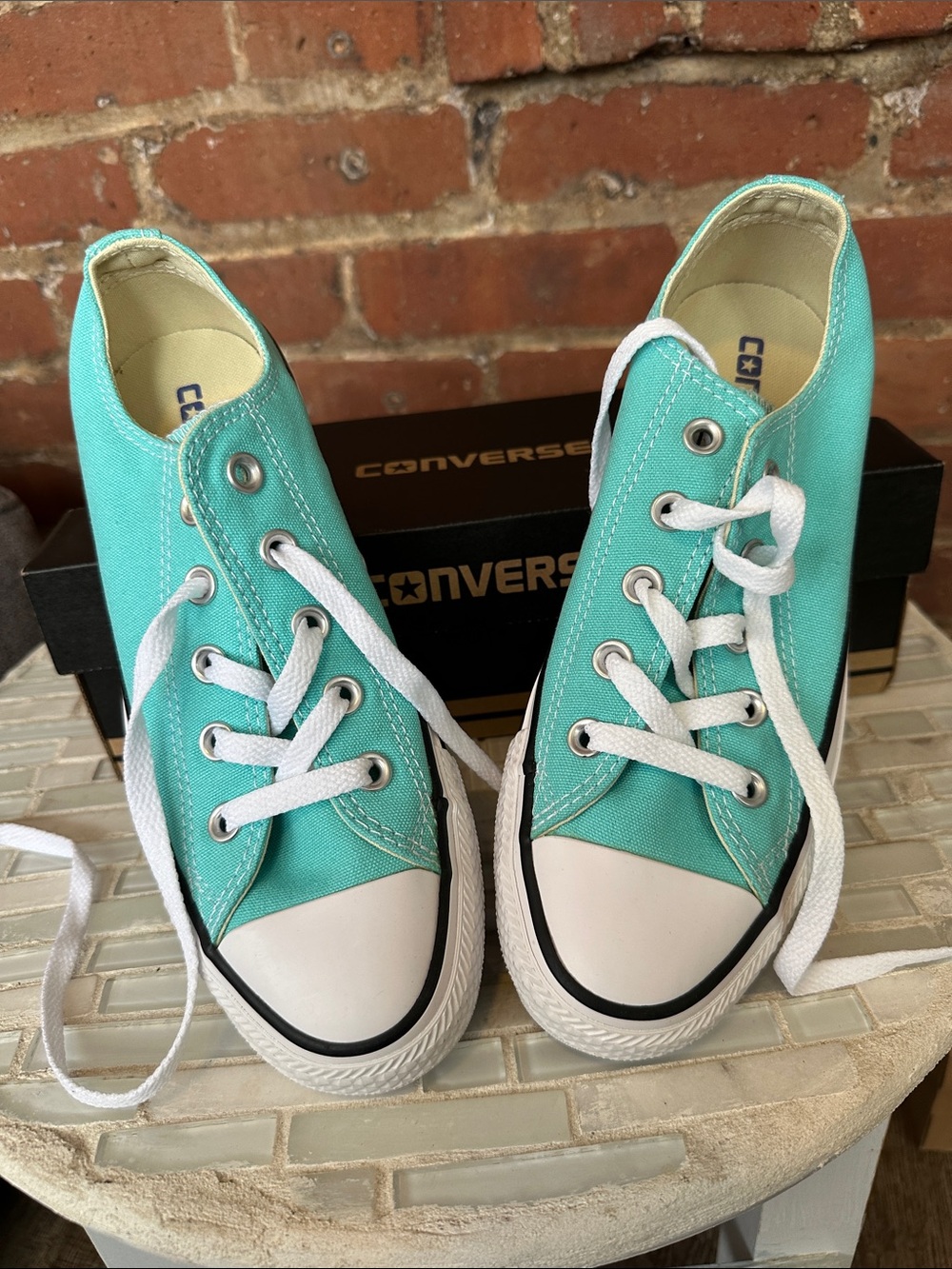 Converse Low Top Sneakers in Aqua Teal with White Accents